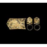 Late Sassanian Gilt Silver Belt Fitting Group