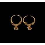 Achaemenid Gold and Garnet Earrings