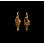 Hellenistic Gold Earrings with Gemstones
