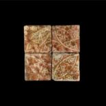 Medieval English Floor Tile Set with Grapevines
