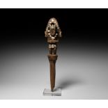 Pre-Columbian Chimu Sceptre with Inlaid Standing Figure