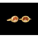 Roman Gold Ring with Reclining Dog Cameo