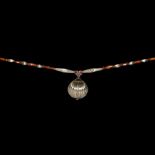 Elamite Silver and Carnelian Bead Necklace with Pendant