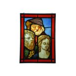 Medieval Stained Glass Panel with Nobles