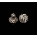 Moghul Silver Stamp Seal with Animals
