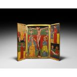Ethiopian Triptych with Crucifixion and Scenes from the Life of Christ