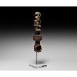 Pre-Columbian Chimu Spoon with Inlaid Standing Figure