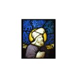 Medieval Stained Glass Panel of a Saint