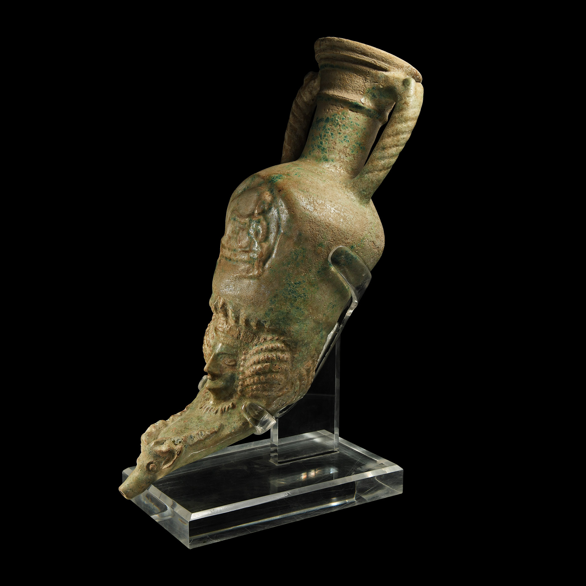 Parthian Amphora-Shaped Figural Rhyton