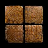 Medieval English Glazed Floor Tile Set with Heraldic Design