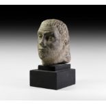 Egyptian Black Granite Head of a Dignitary