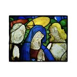 Medieval French Stained Glass Window Panel of Virgin with Saint John and Mary Magdalene