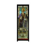 A Monumental Medieval Life-Size Stained Glass Window of Saint Martin
