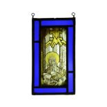 Medieval French Stained Glass Window Panel of a Saint