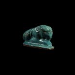 Islamic Blue Glazed Lion Bath Scraper