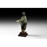 Roman Cloaked Statuette with Patera