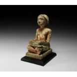 Large Egyptian Wooden Seated Scribe