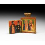 Ethiopian Double-Sided Pendant Icon with Carved Exterior