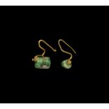 Roman Gold and Emerald Earring Pair