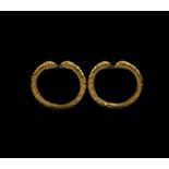 Achaemenid Gold Bracelet Pair with Ram's Heads