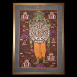 Large Indian Jain Cosmic Man - Lokaturasha Painting on Cloth