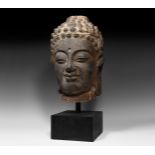 Over Life-Size Chinese Tang Iron Head of Buddha