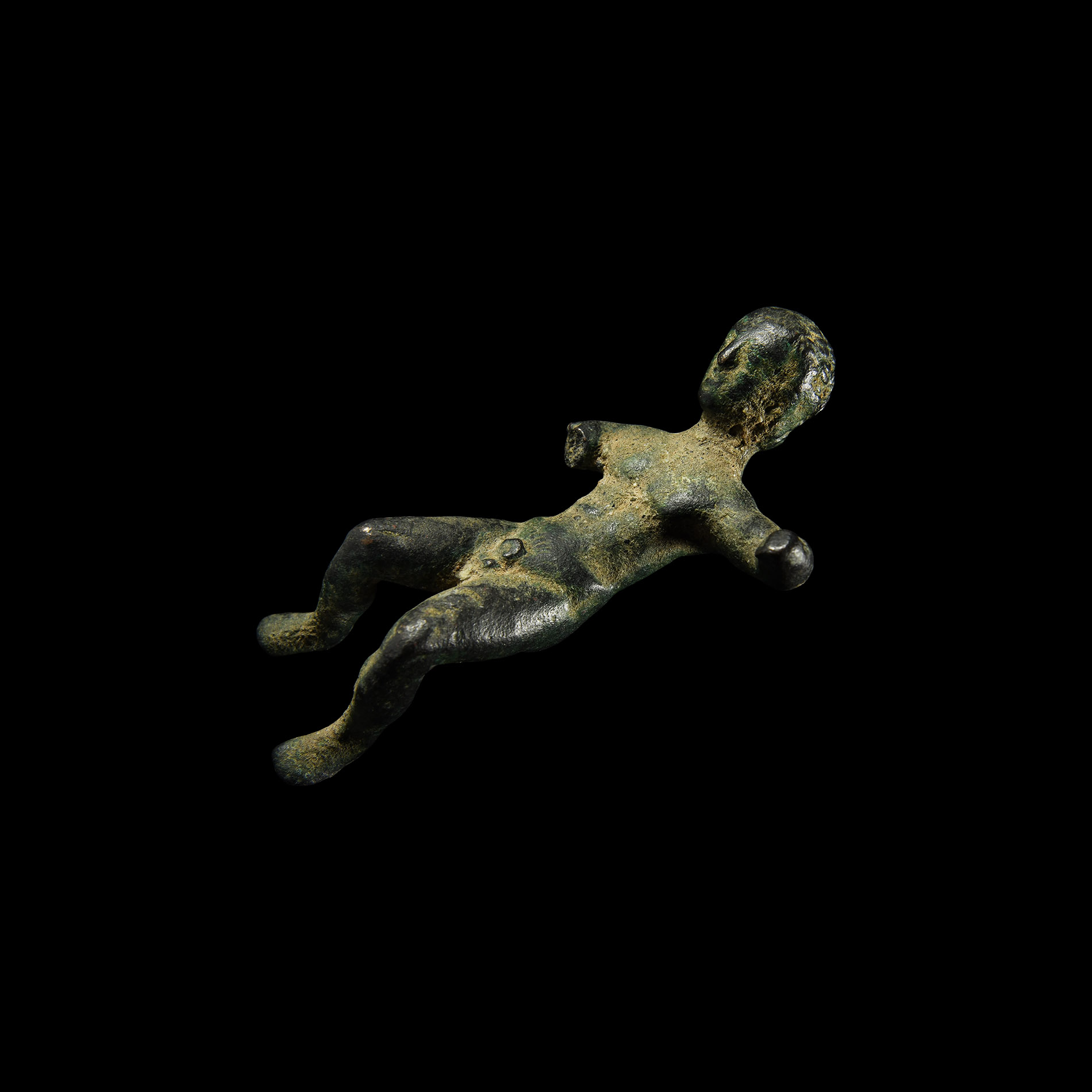 Etruscan Statuette of a Reclined Male with Inscription