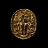 Post Byzantine Gilt Silver Mount with Enthroned Christ