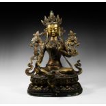 Very Large Sino-Tibetan Gilt Tara Figure