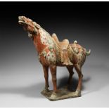 Chinese Tang Caparisoned Horse with Raised Head