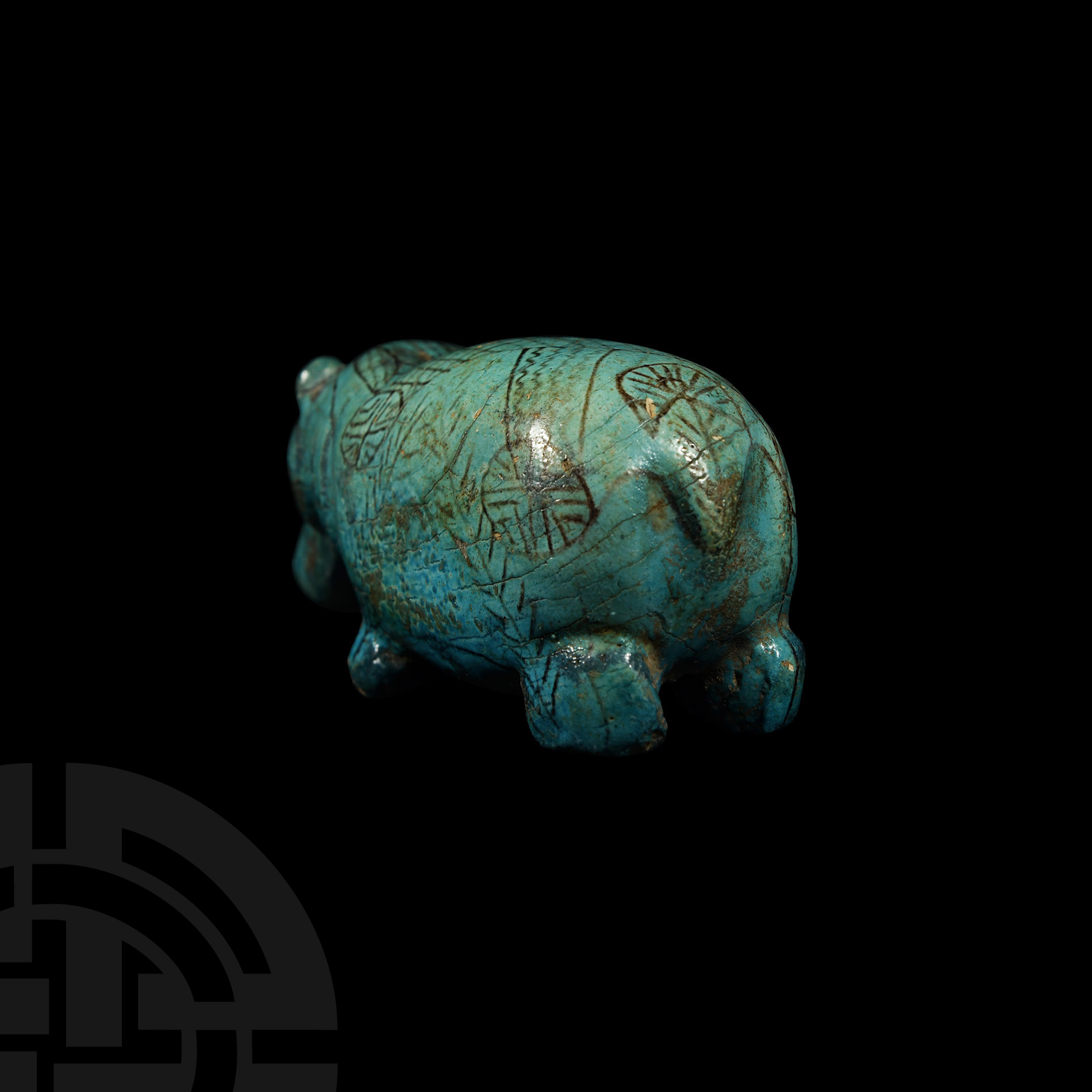 Egyptian Turquoise-Glazed Hippopotamus - Image 3 of 3