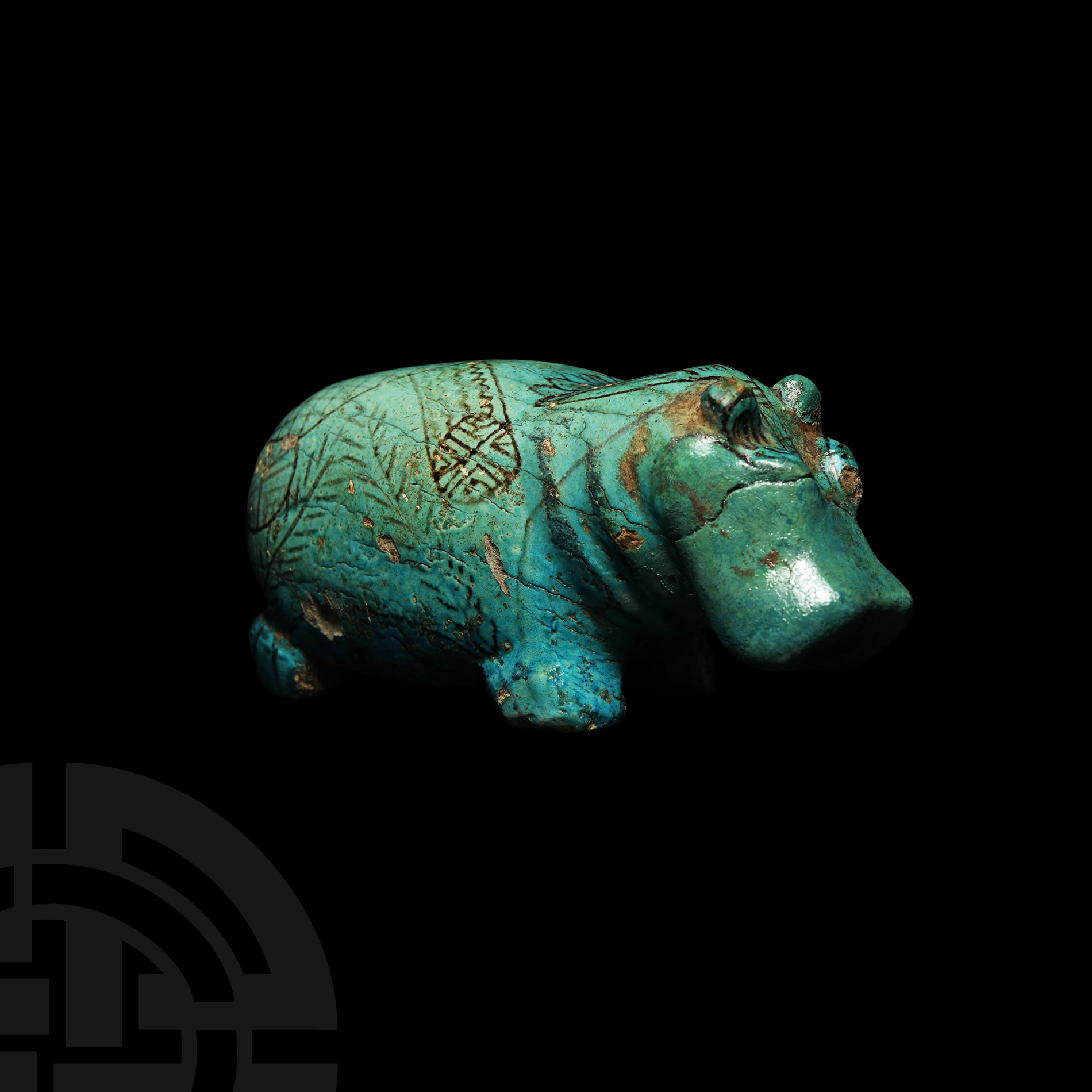 Egyptian Turquoise-Glazed Hippopotamus - Image 2 of 3