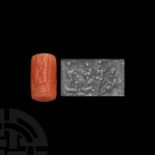 Babylonian Cylinder Seal with Worship Scene