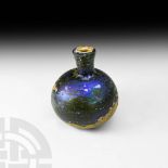 Roman Deep Blue Iridescent Glass Bottle