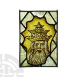 Large Medieval Stained Glass Panel with God the Father