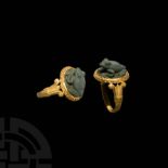 Egyptian Frog Amulet in Gold Ring