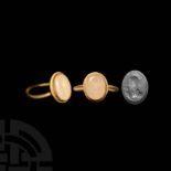 Byzantine Gold Ring with Chalcedony Gemstone