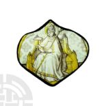 Medieval Stained Glass Panel with Saint Eligius of Noyon