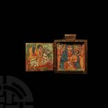 Ethiopian Portable Double-Sided Pendant Icon with Virgin, Child and Saints