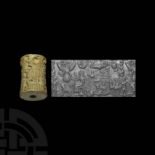 Large Western Asiatic Cylinder Seal with Figural Scene