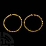 Roman Gold Twisted Bracelet Pair