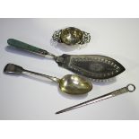 A George IV silver Fiddle pattern tablespoon, London 1824 by William Eley II, a silver meat