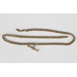 A 9ct gold curblink neckchain on a sprung hook shaped clasp, the front fitted with a T-bar shaped