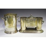 A plated cylindrical champagne bucket/cooler, engraved 'Louis Roederer fonde en 1776', height