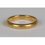 A 22ct gold plain wedding ring, weight 6.3g, ring size approx P1/2.Buyer’s Premium 29.4% (