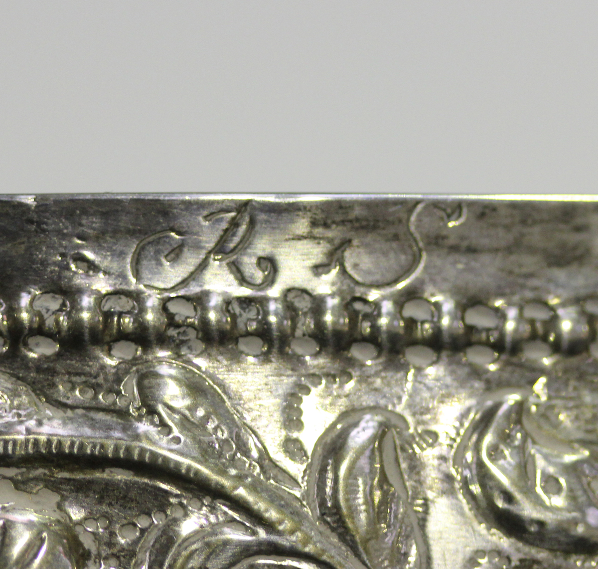 A 19th century Continental silver oval bowl, the body decorated in relief with a band of flowers and - Image 2 of 6