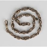 A 9ct gold twin oval link watch Albert chain, fitted with a swivel, weight 15.6g, length 37cm.
