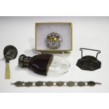 A Victorian silver caddy spoon with scallop shell shaped bowl and mother-of-pearl handle, Birmingham