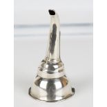 A George IV silver wine funnel, the pierced bowl with hook, fitted with a detachable tapering spout,