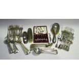 A small collection of silver cutlery, weight 97.4g, and a collection of assorted plated cutlery.